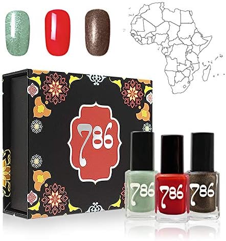 786 Cosmetics Africa-Inspired Nail Polish Set - 3 Full Size (12 mL) Nail Polishes, Sparkle Mint Green Nail Polish, Red Nail Polish, Sparkle Brown Nail Polish, Nail Polish Gift Set