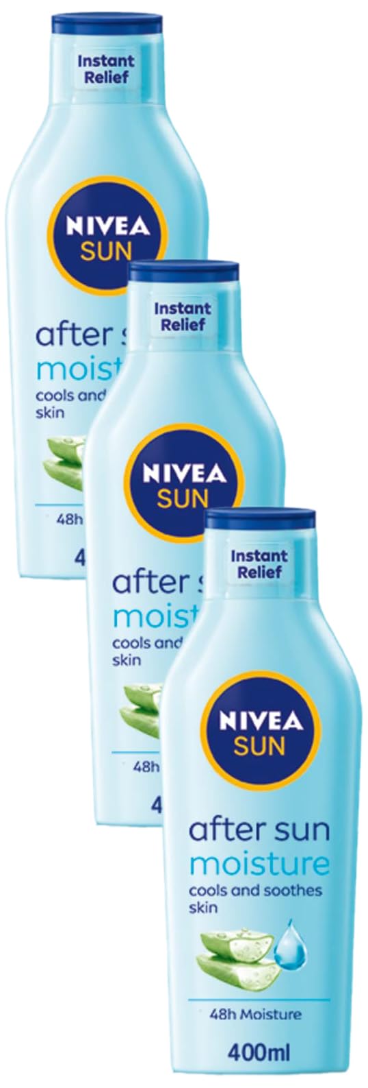NIVEA SUN After Sun Moisturising Soothing Lotion (400 ml), Cooling Moisturiser with Aloe Vera, Naturally Soothing After Sun Care with 24-Hour Effectiveness (Pack of 3)
