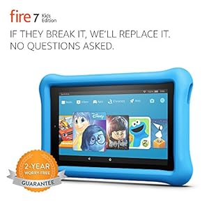 Fire 7 Kids Edition Tablet, 7" Display, 16 GB, Blue Kid-Proof Case