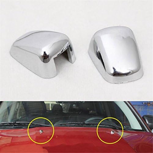 Dwindish 2 Pcs Silver Car Front Windshield Washer Wiper Spray Nozzle Trim Cover for 2007-2016 Jeep Compass/Patriot/Grand Cherokee/Cherokee