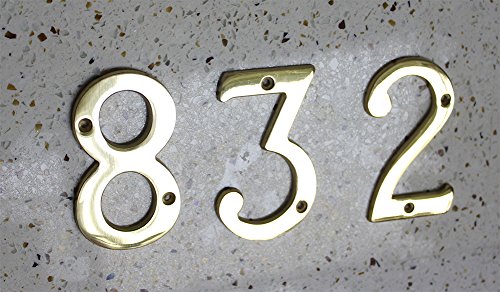 ZW Hardware A200 4 Inch Solid Brass Bright Brass House Number 2