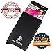 Albuss Minimalist Metal Wallet – Ultra Slim Credit Card Holder With Anti-Theft RFID Blocking Technology – Front Pocket Wallet With Automatic Pop-Up Sliding – Adhesive Cell Phone Card Holder Included