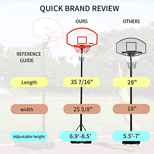 FCH Basketball Hoop, 8.2'-10' Adjustable Height 36" X 26" Big Backboard Portable Basketball Stand for Youth Sports Basketball Syestem with Wheels 2 Basketball Nets Indoor/Outdoor