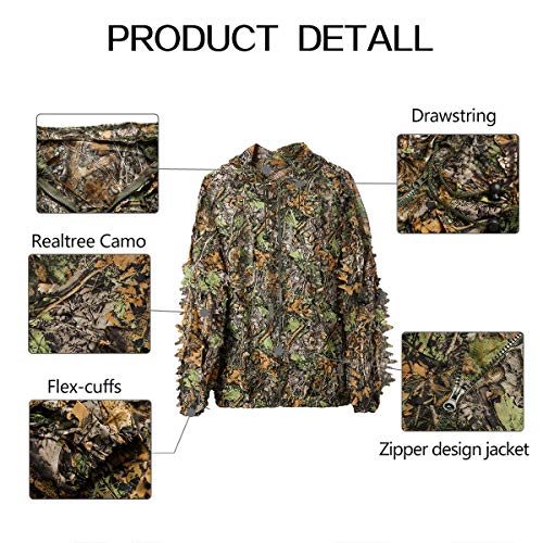 image for DoCred Ghillie Suit 3D Leaf Realtree Camo Camouflage Lightweight Cloth