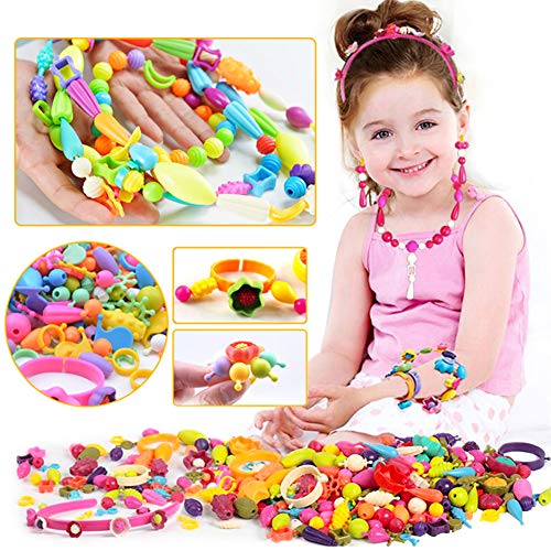 BigOtters Pop Beads, 500PCS+ Kids Pop Snap Beads Set DIY Jewelry Making Kit Toys to Make Hairband Necklaces Bracelets Rings Art & Craft Creativity Toys for Girls Christmas Birthday Gifts