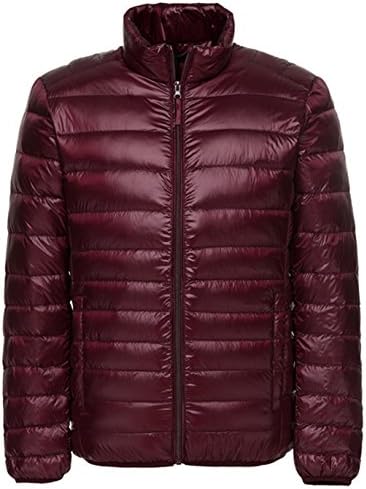 Sawadikaa Men's Winter Stand Collar Packable Ultra Light Pillow Down Puffer Jacket Coat Outdoor Jacket Wine Red Small