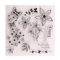 Ronri Butterfly and Flower Silicone Clear Stamp Seal DIY Scrapbook Embossing Album Decor Craft Art