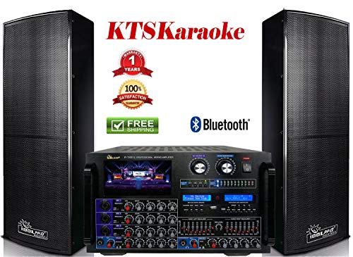 IDOLpro Premium Karaoke Speaker IPS-Deluxe I 1500Watts and 8000Watts IP-7000 Console Mixing Amplifier with HDMI/Bluetooth/LCDScreen/EqualizerFREE 20FT Speaker Cables