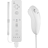 Lyyes Remote Controller for Wii, Wii Remote and Nunchuck Controllers with Silicon Case and Strap for Wii and Wii U (White)