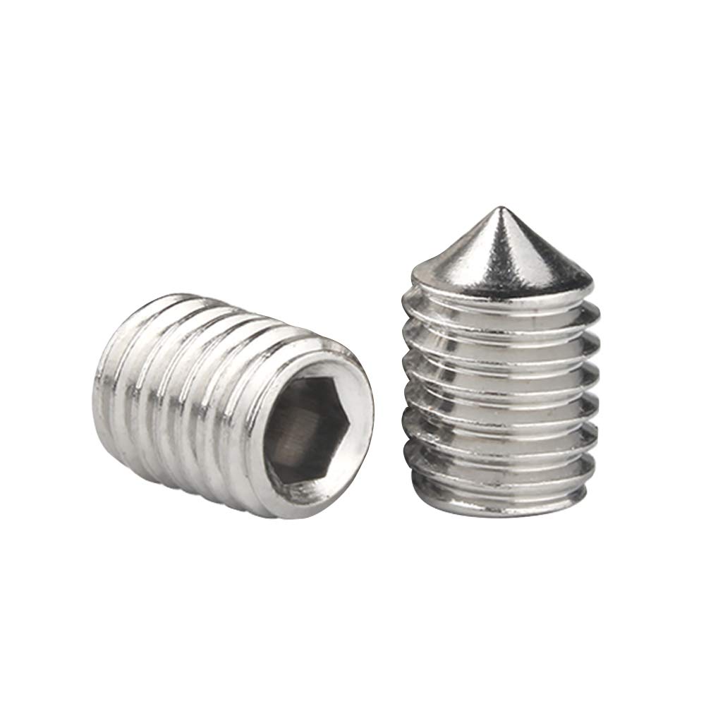 Yudesun Tools Hardware Fasteners Cone Headless Screws - Stainless Steel Hex Socket Set Point Grub Screw Metric Thread Socket Allen Key Machine Bolt Nails M5 M6 M8