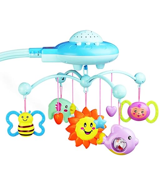 WEIHUIMEI 1 STÜCK Baby Musical Krippe Mobile mit Fernbedienung Bett Glocke Pädagogisches Spielzeug mit Hängen Rotierenden Wei