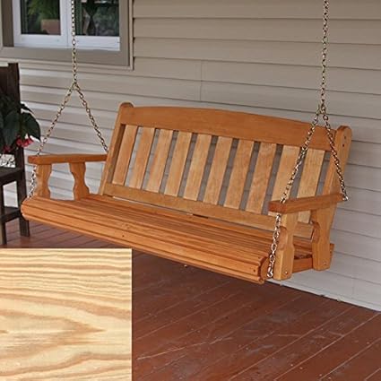 Unfinished Porch Swing 5 Foot Solid Wood Hanging Patio Backyard