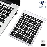 Wireless Number Pad, 7Lucky 2.4G Multi-Function Numeric Keypad : 28 Key Numpad Keyboard With Mini USB Receiver for Laptop Desktop PC Notebook, Surface pro, Windows 7, 8, 10, XP, Vista - Silver