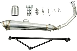 ZHIGUO GY6 125cc 150cc 7-inch High Performance Racing Exhaust Muffler System 152QMI 157QMJ Scooter Moped ATV Go Kart (Silver)