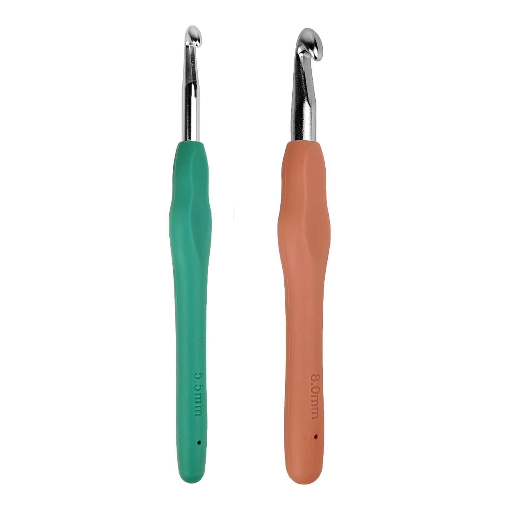 Photo 1 of 2 Pack Extra Long Handles Crochet Hooks Set, 5.5mm and 8mm Sizes, Suitable for Beginners and Experienced Crocheters (Green + Pink, 5.5+8mm)