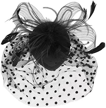 Mesh Face Dot Veil Feather Fascinator Hair Clip Wedding Cocktail Bride Headpieces