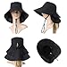 Womens Summer Bill Flap Golf Cap UV 50 Cotton Sun Hat with Neck Cover Cord Crushable Wide Brim Black