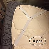 BBDOU 4 pcs/Set Triangle Bed Mattress Sheet Clips Grippers Straps Suspender Fasteners Holder (4 pcs White)