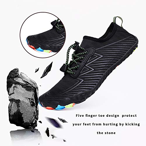 Water Shoes Barefoot Quick-Dry Aqua Yoga Socks Slip-on for Men Women Black 13 M US Women/12 M US Men