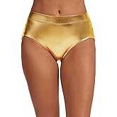 OVIGILY Women's Shiny Briefs Metallic Shorts Booty Dance Festival Bottoms