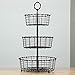 3 Tier Woven Rustin Wrought Iron Wire Basket with Top Handle 15.25'' d x 28'' Tall by Giftburg