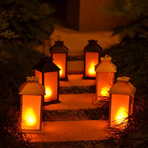13" Vintage Style Decorative Lantern,Flickering Flame Effect LED