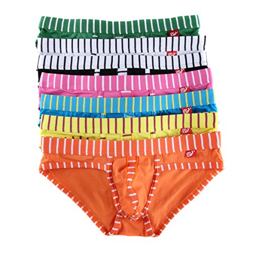 SIlkWorld Mens Cotton Stretch Brief 0584 Black,Green,Blue,Yellow,Pink,White,Orange /Pack of 7 US Medium