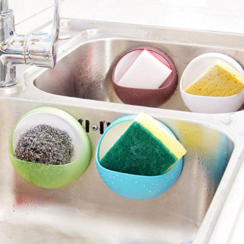 Yeefant 4 Piece Set Plastic Suction Cup Soap Toothbrush Box Dish Holder Bathroom Shower Accessory|Life Helper|Saving Your Space (4 Color)