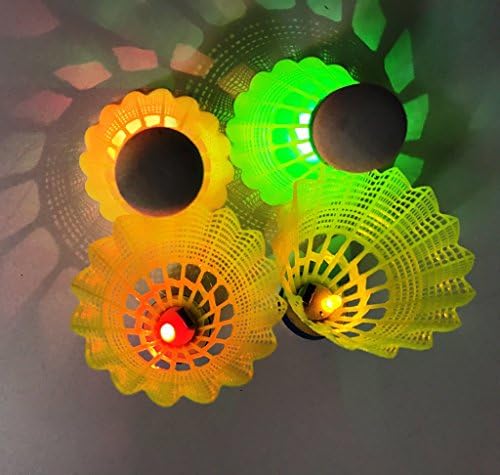 LED Badminton, Inngree 4Pack 4Colorful LED Shuttlecock Dark Night Environmental nylon Glow Birdies Lighting For Outdoor Indoor Sports Activities (4, 4 Color)
