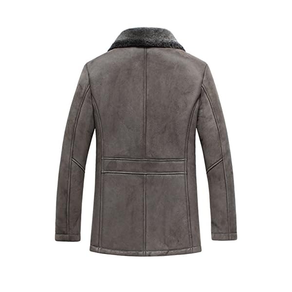 Denny&Dora Mens Shearling Hooded B3 Coat Long Regular Fit Jacket B2 Military Style Sheepskin Leather Jacket - Image 3