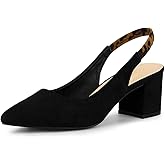 Allegra K Women's Pointed Toe Block Heel Pumps Slingback Heels