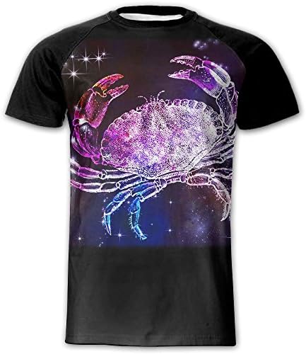 Liguofeng Cancer Zodiac Sign Men's Short Sleeve T-Shirt Round Neck Slim Fit Sport Tops Couples Printed Tee