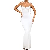 Women's Sexy Maxi Dress Summer Elegant Floral Bodycon Spaghetti Strap Sleeveless Backless Fishtail Long Dress