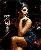 LB DIY Oil Painting , Paint By Number Kits Digital Oil Painting -The Sex Lady With Red Wine 16''X20''