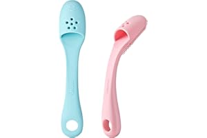 Coomazy Dog Finger Toothbrush, Dog Tooth Brushing Kit with Food Grade Silicone, Easily Clean Teeth Dirt, Suitable for Medium and Large Dogs, 2-Packs, Blue+Pink