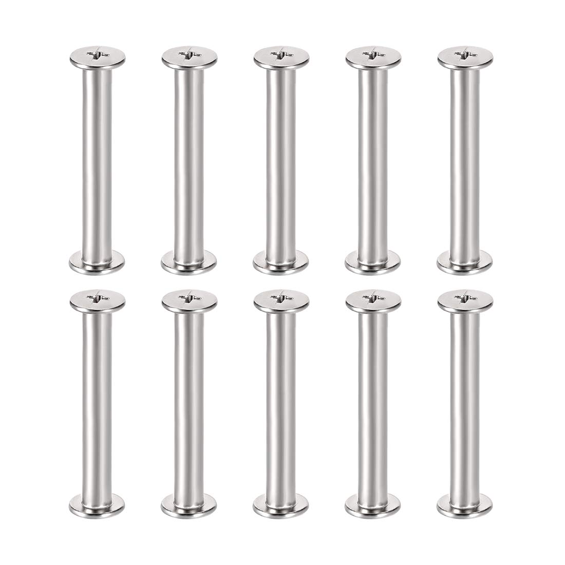 sourcing map Screw Post Fit for 3/16"(5mm) Hole Dia, Female 4x35mm Belt Buckle Binding Bolts Leather Fastener Carbon Steel 10 Sets