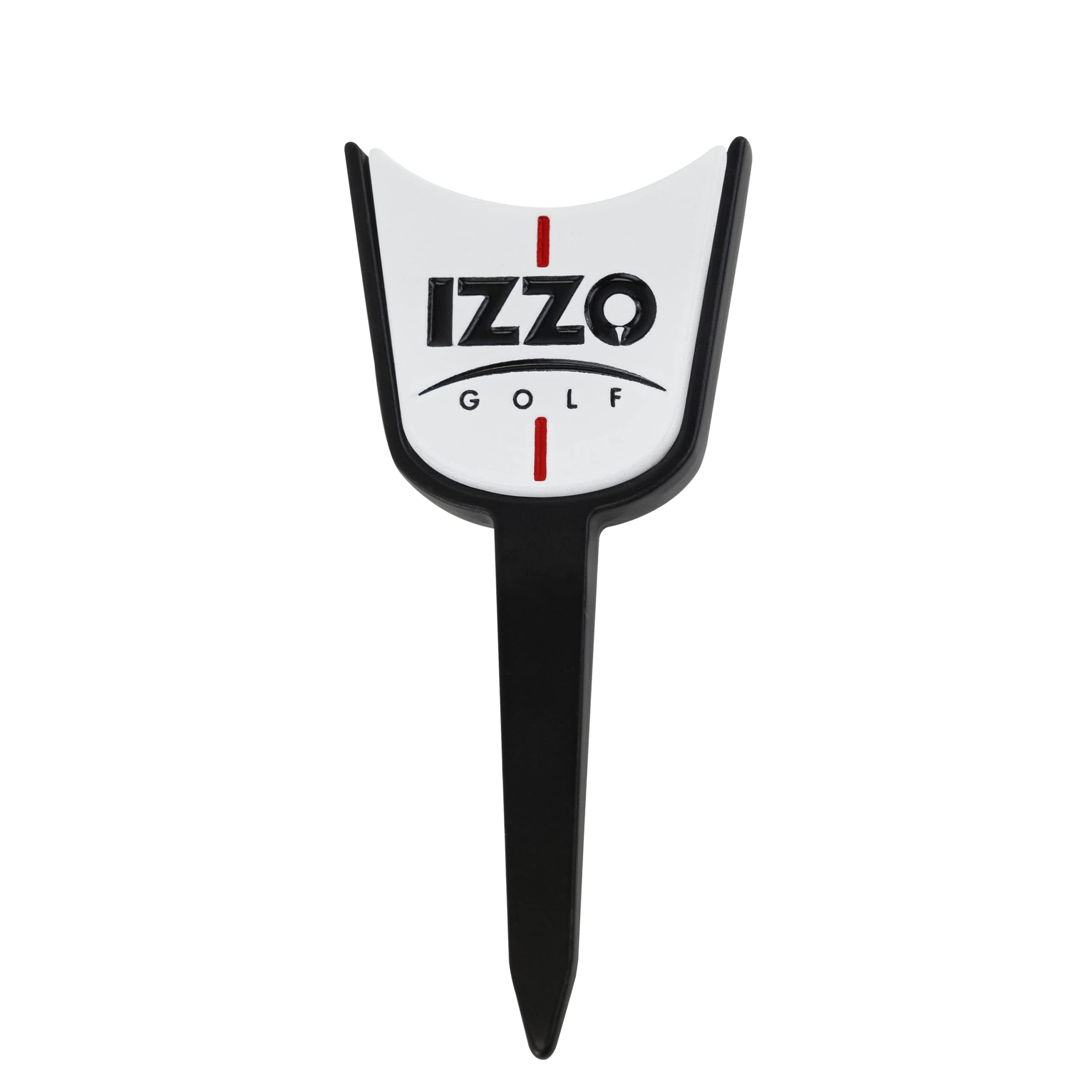 Izzo Golf Single Prong Golf Divot Repair Tool - Black Golf Pitch Mark Repair Tool with Ball Marker