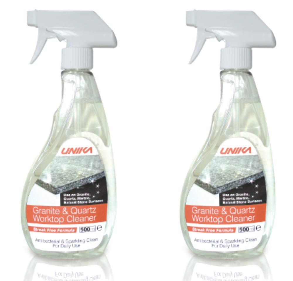 Unika Granite & Quartz Worktop Cleaner 500ml Sparkling Spray Cleaner Special Offer Twin Pack x2