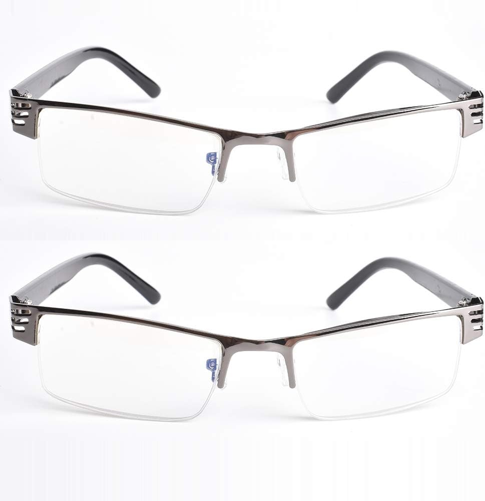 Reading Glasses Blue Light Blocking 2 Pairs Half Frame Computer Readers Glasses UV Protection Anti Reflection for Men and Women, 1.00