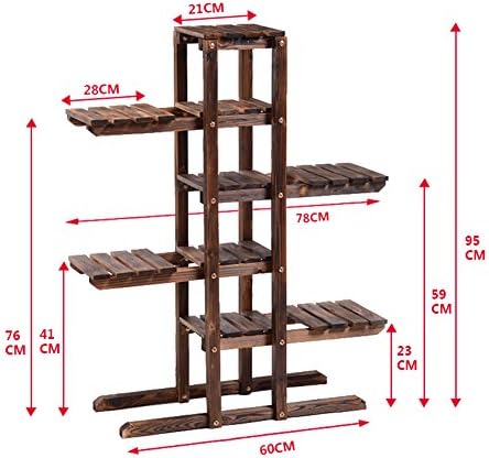 Wood showy Indoor multilayer Balcony flower Solid wood floor racks Living room flowerpot rack-A