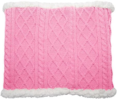 Pudus Cable Knit Winter Infinity Scarf, Fleece-Lined Neck Warmer Circle Snood