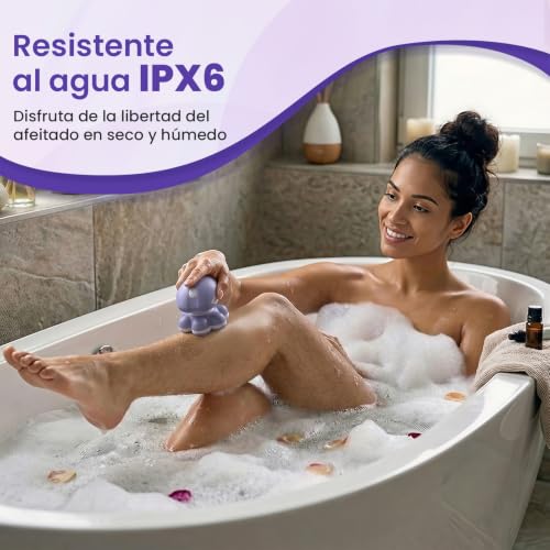 VIKICON Electric Shaver Woman 7D, USB Rechargeable Female Shaver | Body Shaver for Legs and Body, Floating Head, Dry/Wet, LED Light, Compact for Travel, Purple
