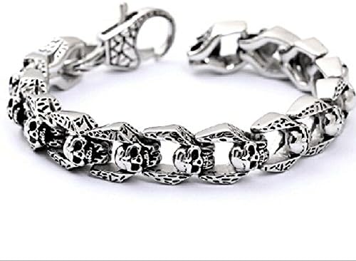 XINSTAR New Jewelry Heavy Chunky Cuban Link Chain Bracelet Stainless Steel Silver Color Brushed Matte Bracelet Men Accessory Gift (Silver2(7.9''))