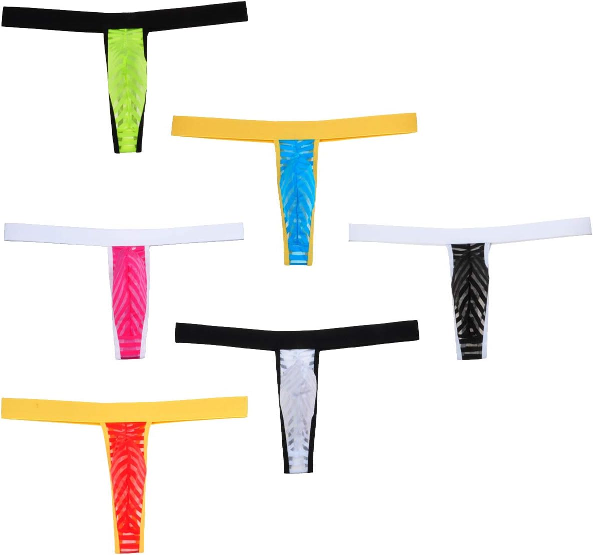 JAXUMen's Stripe Yarn Thong Pouch Mini Bikini G-String Underwear Rope Male Micro T-Back Pants