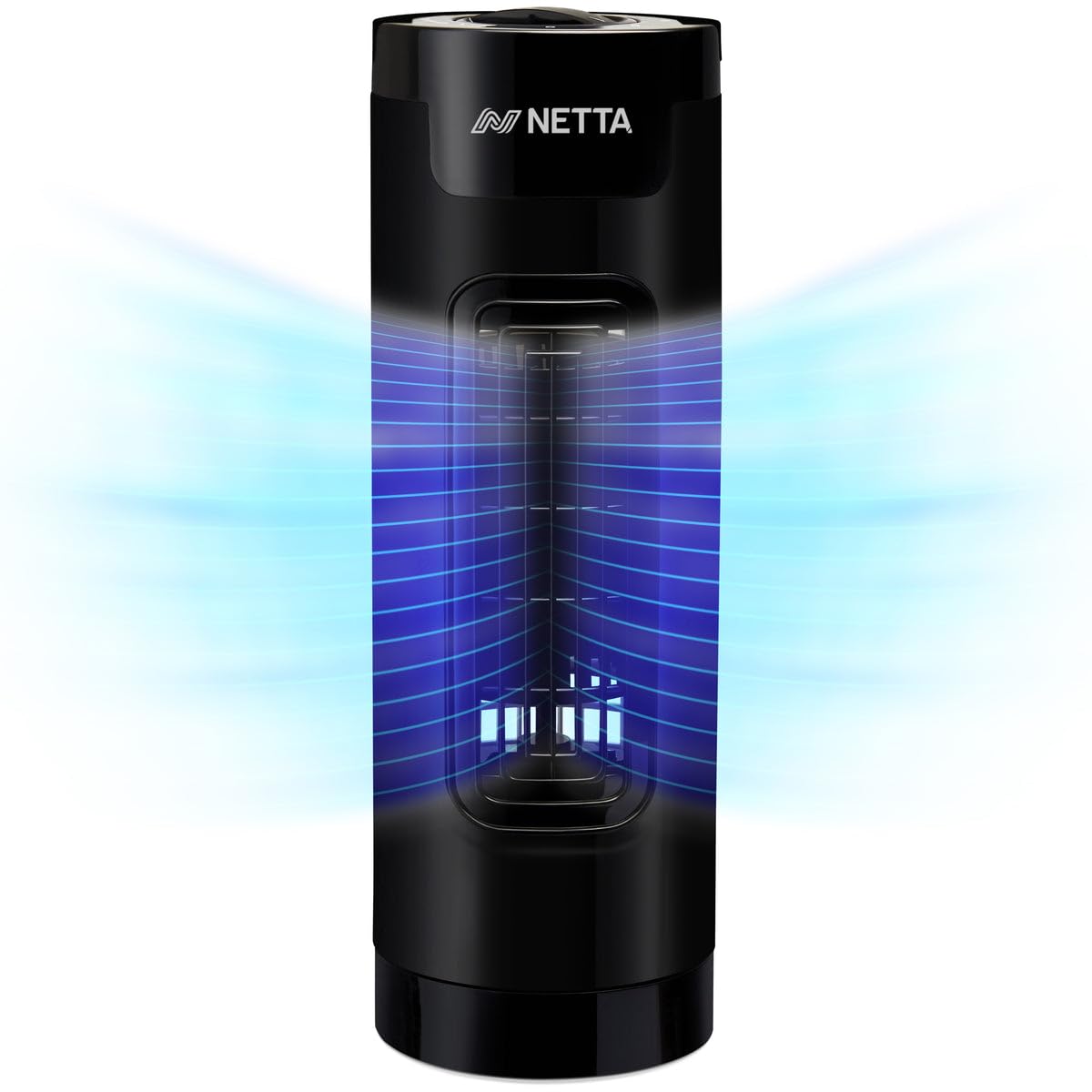 NETTA 14 Inch Mini Tower Fan with Oscillating Function - 3 Speed Settings, Quiet Operation, 65° Oscillation - 1.2kg Lightweight Compact Cooling Desk Fan for Homes, Offices and Bedrooms - Black