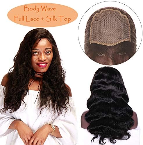 4"x4" Silk Top Glueless Human Hair Full Lace Wig Wavy With Baby Hair Silk Base Long Wig Free Part Natural Hairline Natural Color (20 Inch, Body Wave)