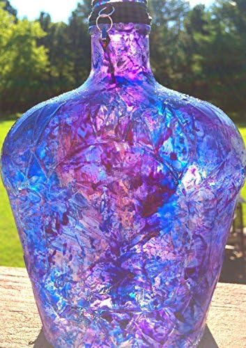 Unicorn Spit Hand Painted Glittering Blue and Purple Up-Cycled Bottle, Unique Hand-Stained Vase