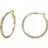 JOLCHIF Gold Twisted Hoop Earrings For Women 14K Gold Plated Chunky Earrings Lightweight Earrings Jewelry Holiday
