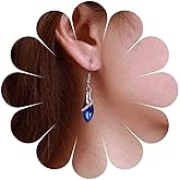 Sttiafay Vintage Blue Sapphire Dangle Earrings Blue Teardrop Crystal Earrings Sapphire Crystal Drop Earrings Silver Topaz Hook Earrings Jewelry for Women