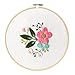 Unime Full Range of Embroidery Starter Kit with Partten, Cross Stitch Kit Including Embroidery Cloth with Color Pattern, Bamboo Embroidery Hoop, Color Threads, and Tools Kit (Posy)